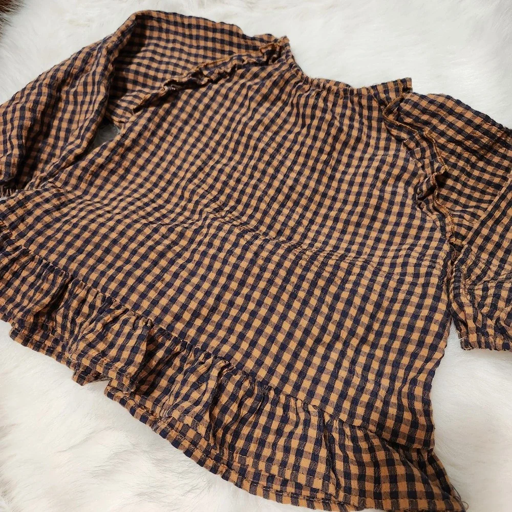 ZARA‎ Black and Brown Checkered Long Sleeve - Size: 18-24 Months (92cm)